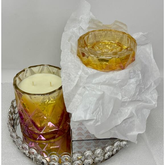 La Lueur Raw Sugar Fig Candle – Luxury 2-Wick Iridescent Glass – 12oz - Picture 6 of 6